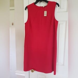 Ann Taylor Red Sheath Mini Dress Crew Neck Sleeveless